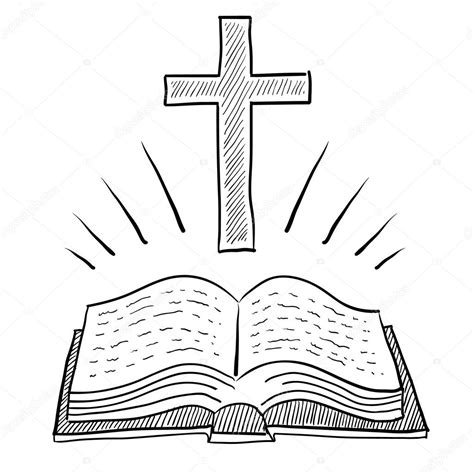 Bible and cross sketch ⬇ Vector Image by © lhfgraphics | Vector Stock ...