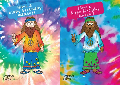 Hippie Happy Birthday Card for TogetherCards.com by Lee O'Connor on Dribbble