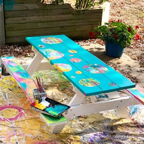 Painting a Picnic Table - Carolyn Dube | Painted picnic tables, Picnic table, Kids picnic table