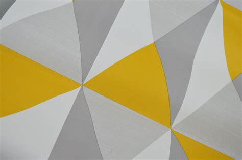 RETRO GEOMETRIC YELLOW Grey White Wallpaper Squares Spots Triangles ...