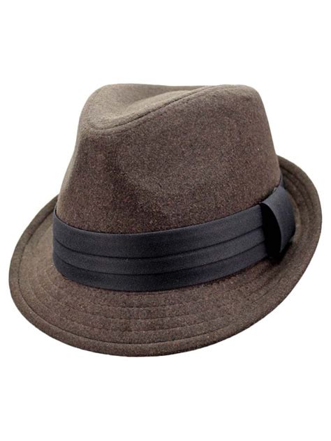 Luxury Divas - Brown Wool Felt Fedora Hat Trimmed With Hatband - Walmart.com - Walmart.com