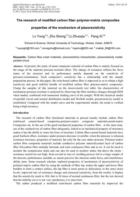 The Research of Modified Carbon Fiber Polymer-Matrix Composites Properties of the Mechanism of ...