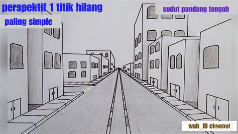 contoh gambar "gedung2" perspektif 1 titik hilang || tutorial gambar ...