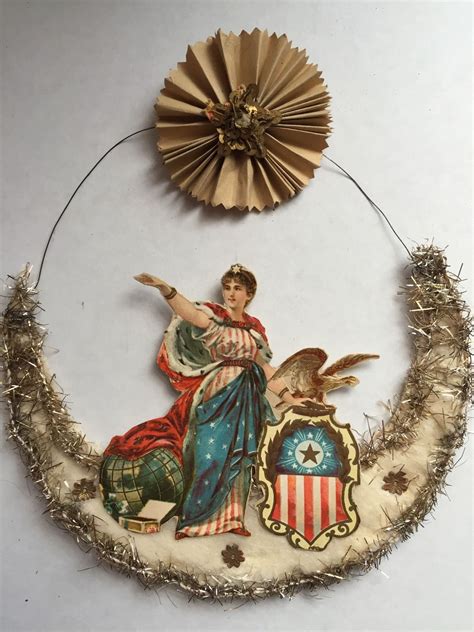 Antique Patriotic Victorian Miss Lady Liberty Scrap Christmas Ornament | Patriotic christmas ...