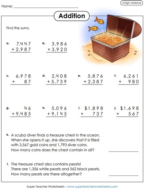 Addition (4 and 5-Digit) Worksheets - Worksheets Library