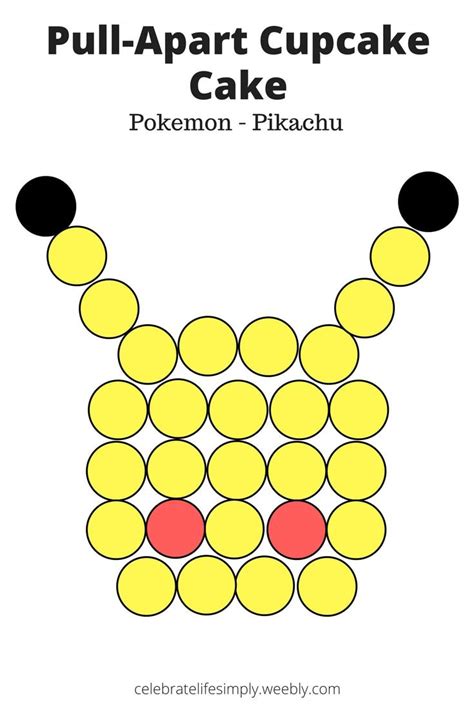 Pokemon Pikachu Pull-Apart Cupcake Cake Template | Over 200 Cupcake ...