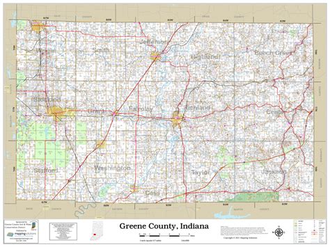 Greene County Indiana 2021 Wall Map | Mapping Solutions