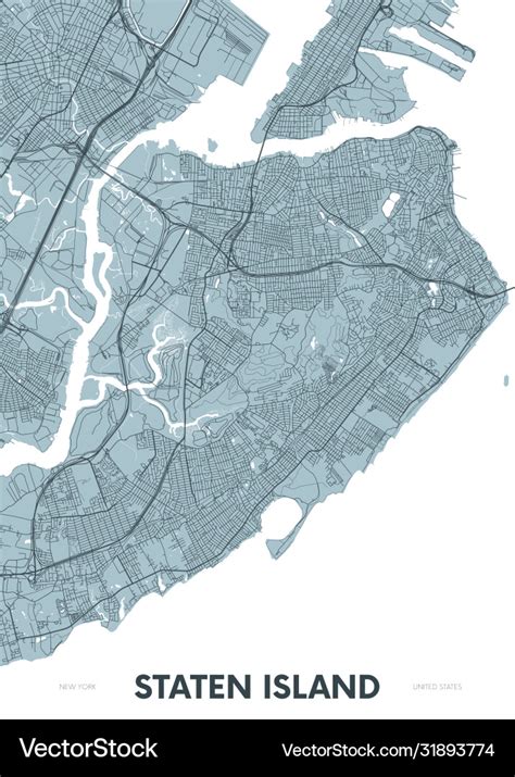 Detailed borough map staten island new york Vector Image