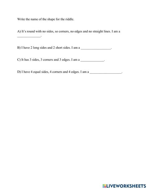 Riddles for Shapes worksheet | Live Worksheets