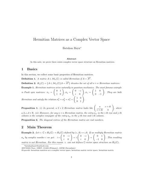 (PDF) Hermitian Matrices as a Complex Vector Space