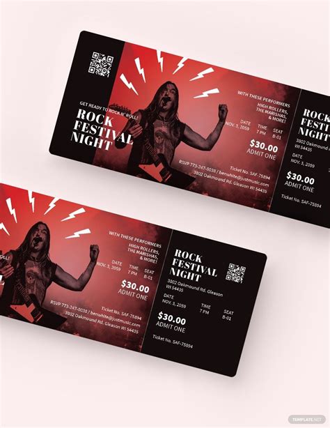 Rock Festival Concert Ticket Template in Pages, Illustrator, Publisher, PSD, Word - Download ...