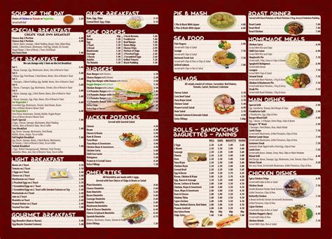 Menu at Cosy Cafe, South Benfleet