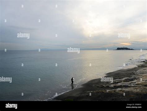 A beautiful sunset over Enoshima, Sagami Bay, Japan Stock Photo - Alamy