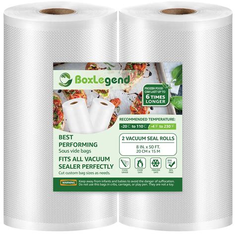 2 Rolls 8''x50' Vacuum Sealer Bags Food Saver Vacuum Heat-Seal Rolls ...