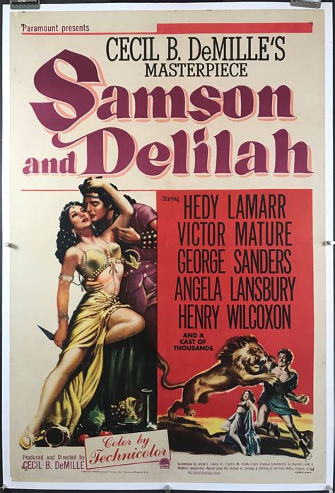 SAMSON AND DELILAH, Original Hedy Lamarr Movie Poster - Original ...