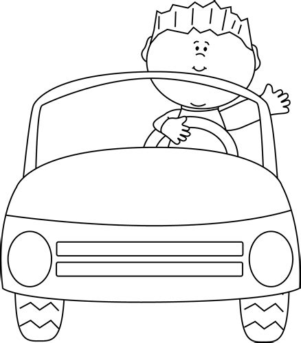 Blanco y Negro Boy conducción de un coche Black And White Girl, Clipart Black And White, White ...