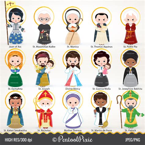 Saints Clipart Cute Saints Jesus Clipart Catholic Images - Etsy UK