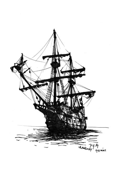 Galleon Ship Drawing at PaintingValley.com | Explore collection of ...