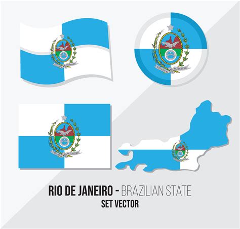 Rio de Janeiro Brazil state vector set Flag symbol map and circle flag. 27249029 Vector Art at ...