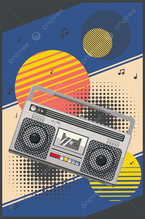 Funky 80s Music Poster With Portable Radio Cassette Player Background Wallpaper Image For Free ...