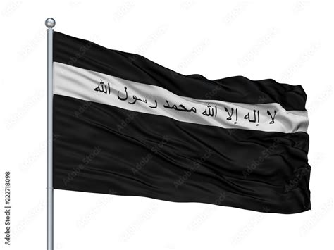 Ansar Al Islam Flag On Flagpole, Isolated On White Background, 3D ...