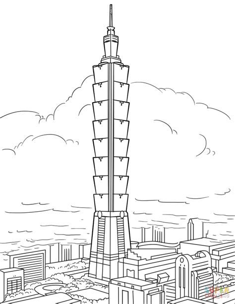 Taipei 101 coloring page | Free Printable Coloring Pages