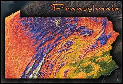 Map of Pennsylvania | 3D Topography of Appalachians