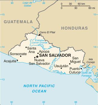 El Salvador Map with Cities - Free Pictures of Country Maps