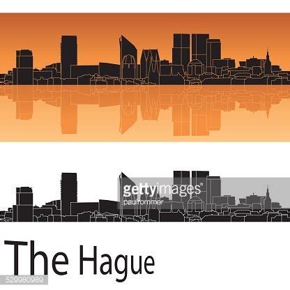 The Hague Skyline In Orange Background Stock Clipart | Royalty-Free ...