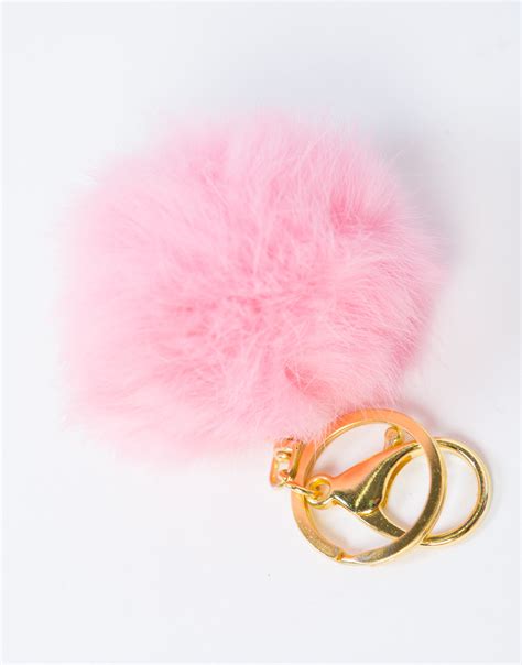 Mini Pink Pom Keychain - Pink Keychain - Fluff Ball Keychain – 2020AVE