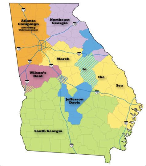 Civil War Georgia Map - Detailed Map