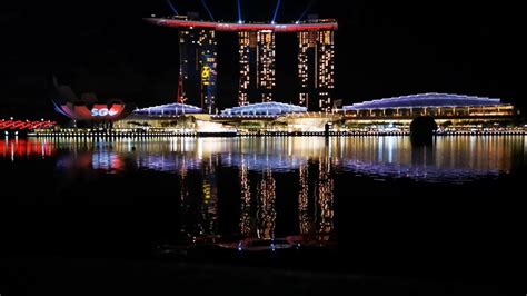 The Marina Bay Sands In Singapore At Night Free Stock Video Footage ...