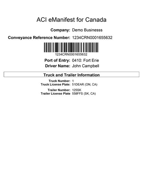 ACI eManifest Requirements for CBSA | BorderConnect