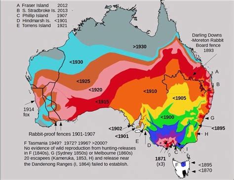 This map shows the spread of the fox in Australia. The red part in WA even looks like a fox on ...