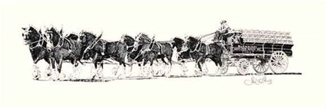 Budweiser Clydesdales, Draft Horses Art Drawing Poster Print