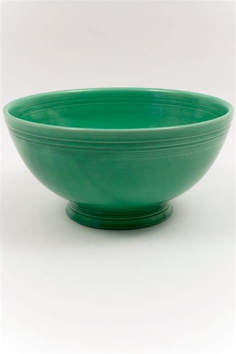 Vintage Fiestaware Large Footed Salad Bowl in Original Green Glaze Circa 1936