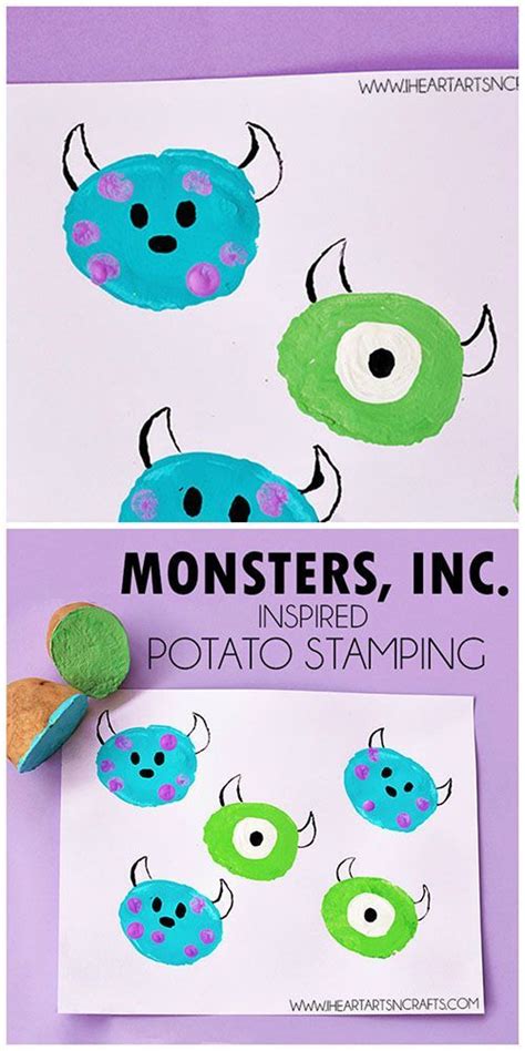 Monsters, Inc. Inspired Potato Stamping - I Heart Arts n Crafts | Disney crafts for kids ...