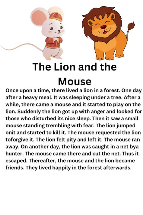 English story to improve your level (The lion and the mouse) in 2024 | Lion and the mouse ...