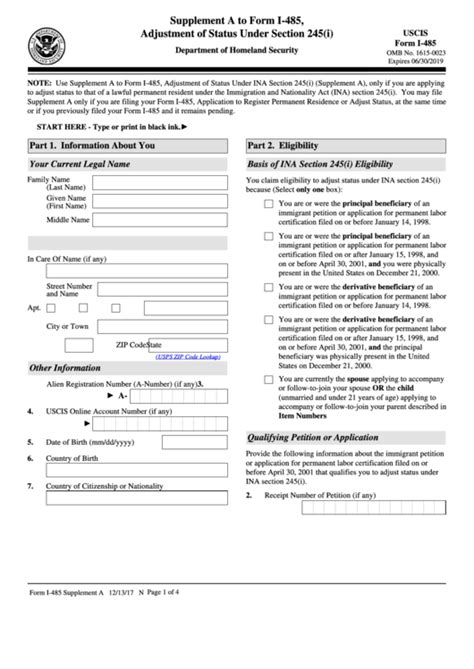 Fillable Adjustment Of Status Form - Printable Forms Free Online