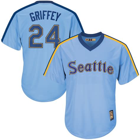 Majestic Ken Griffey Jr. Seattle Mariners Light Blue Cooperstown ...