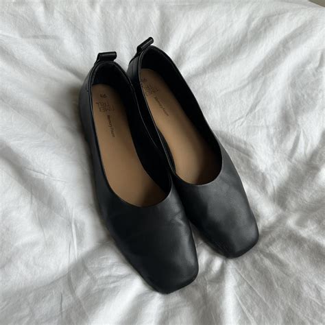 Black square toe ballet flats. The cutest flats for... - Depop