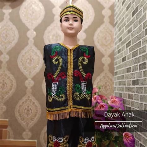 Jual baju adat Kaltim anak satuan/pakaian adat Dayak satuan - Dayak ...