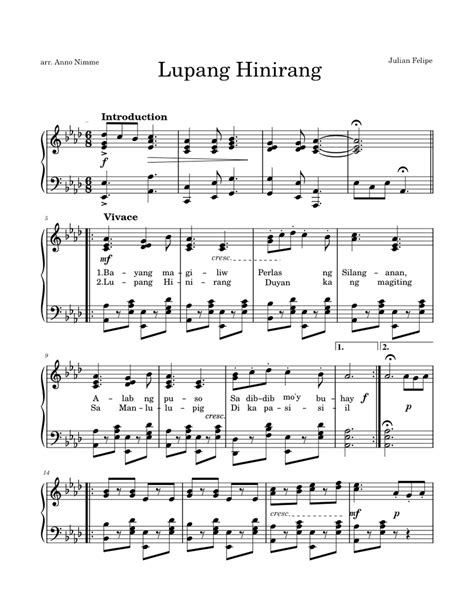 Lupang Hinirang - National Anthem of the Philippines Sheet music for Piano (Solo) | Musescore.com