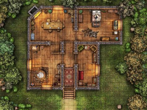 Forest Cottage Battle Map Dnd Battle Map D D Battlemap Dungeons ...