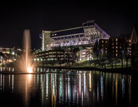 JMU Bridgeforth Stadium and Newman Lake at Night | Etsy