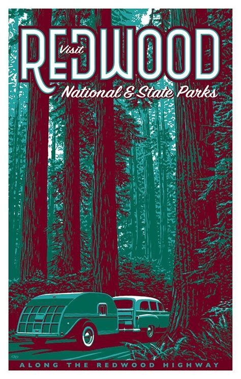 Redwood National & State Parks • California | Retro travel poster, Redwood national and state ...