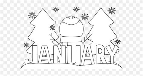 Black And White Month Of January Snowman Clip Art - January Black And ...