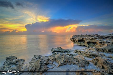 Hutchinson Island Rocks at Beach Sunrise