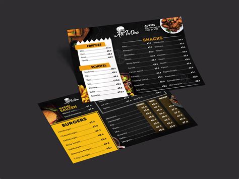 Modern horizontal menu design for restaurant