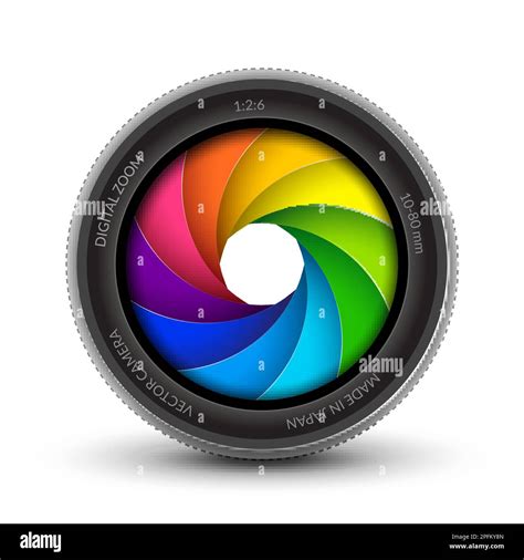 Camera shutter photography icon aperture. Focus vector colorful lens ...